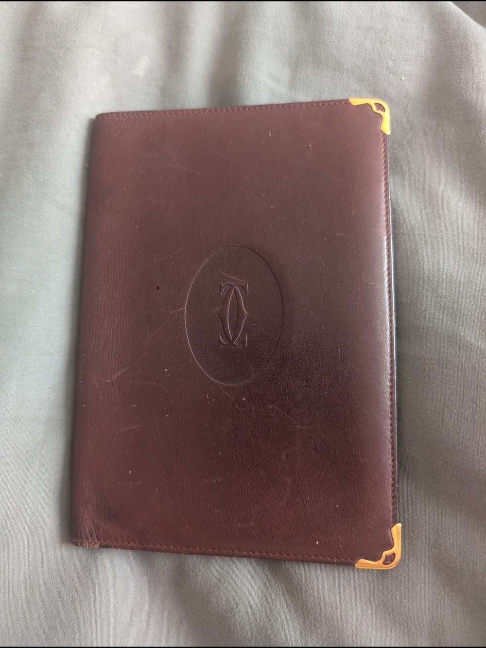 Cartier Burgundy Leather Passport Holder - Must de Cartier